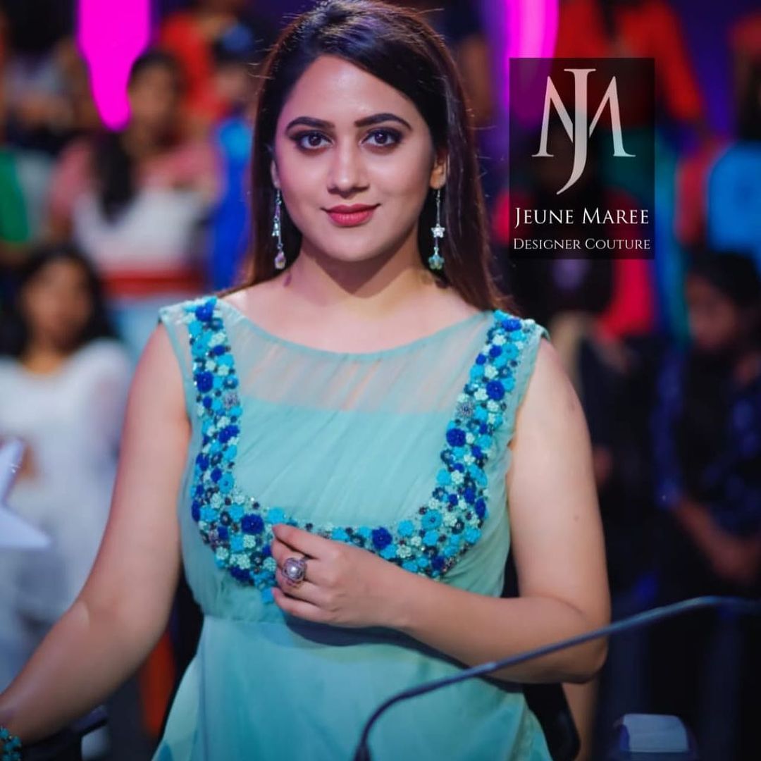 Malayalam Actress Miya George Pics in Blue Dress